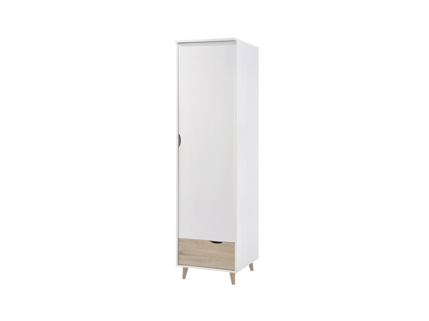 Stockholm 1-Door Wardrobe White Oak
