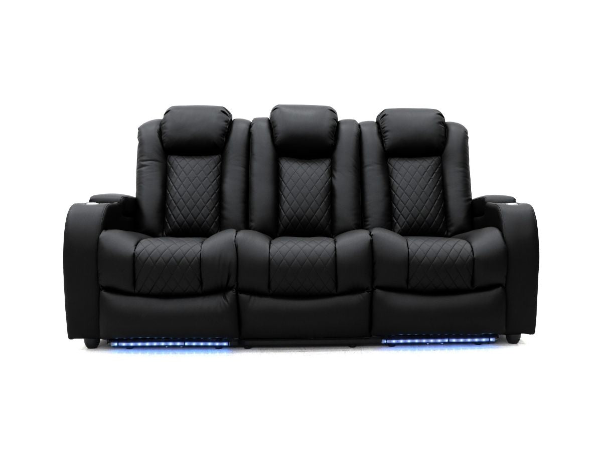Tech 8 Smart Black Electric Cinema Recliner Sofa 3+2
