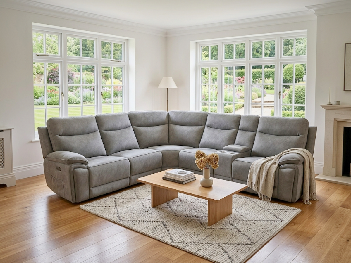 Atlas Electric Recliner Corner Modular Sofa Grey