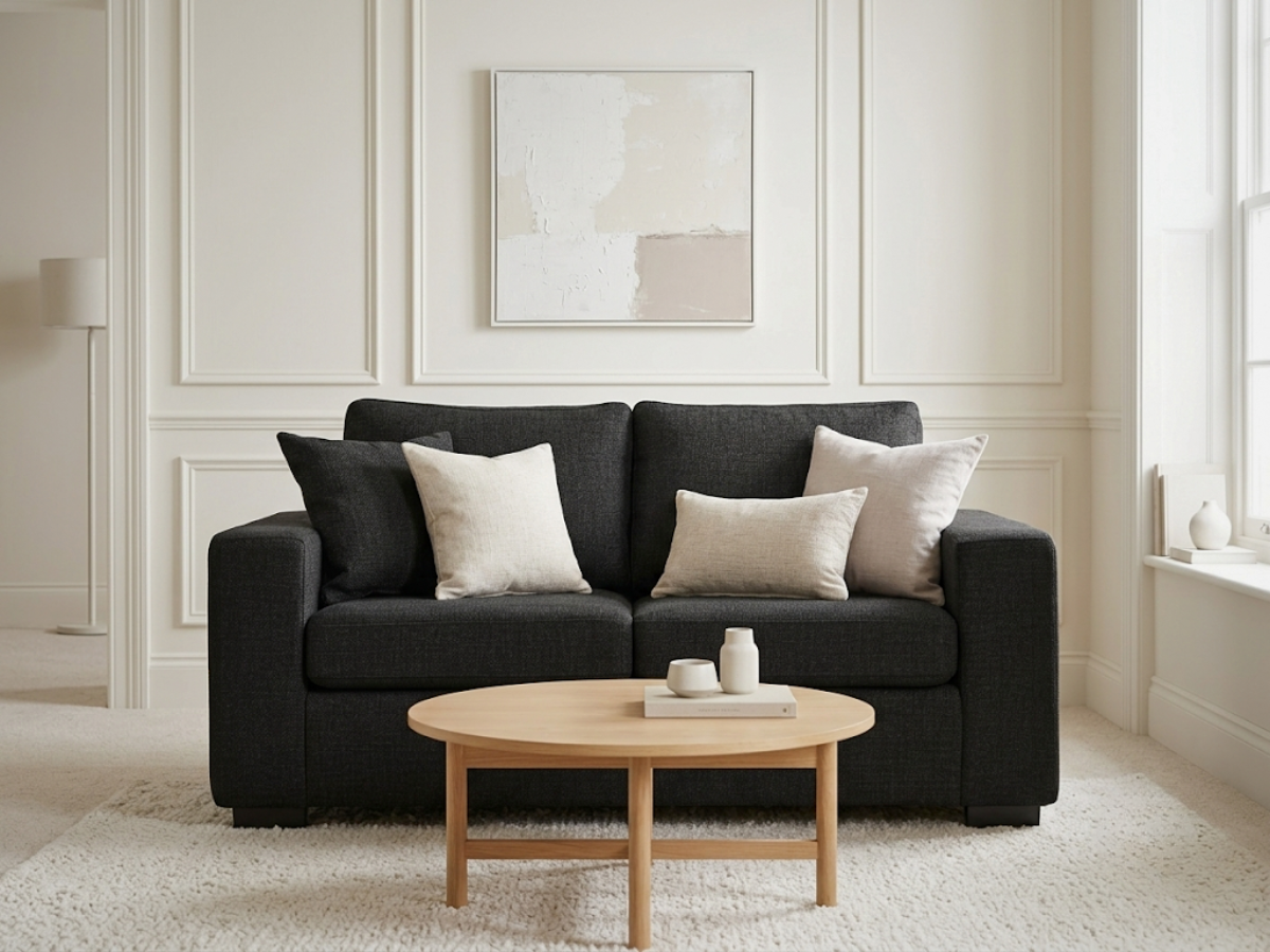 Marlow Sofa 2 Seater Black Enzo Fabric