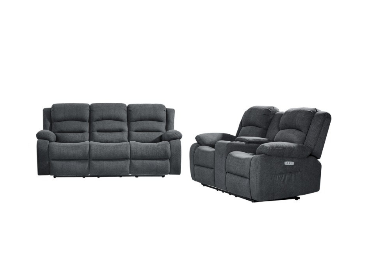 Flora Grey Fabric Electric Recliner 3+2 Sofa Set
