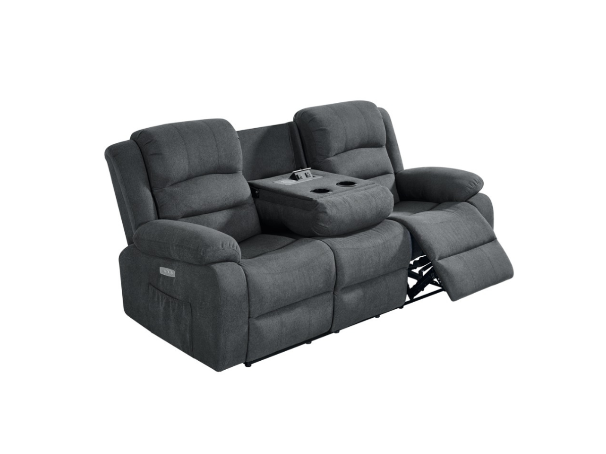 Flora Grey Fabric Electric Recliner 3 Seater Sofa