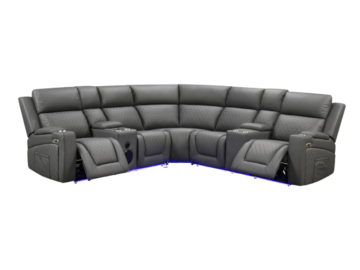 Foster Electric Recliner Corner Leather Sofa