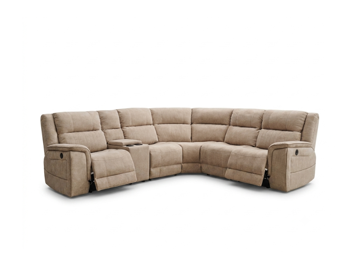 Hanna Beige Micro Fabric Electric Corner Sofa