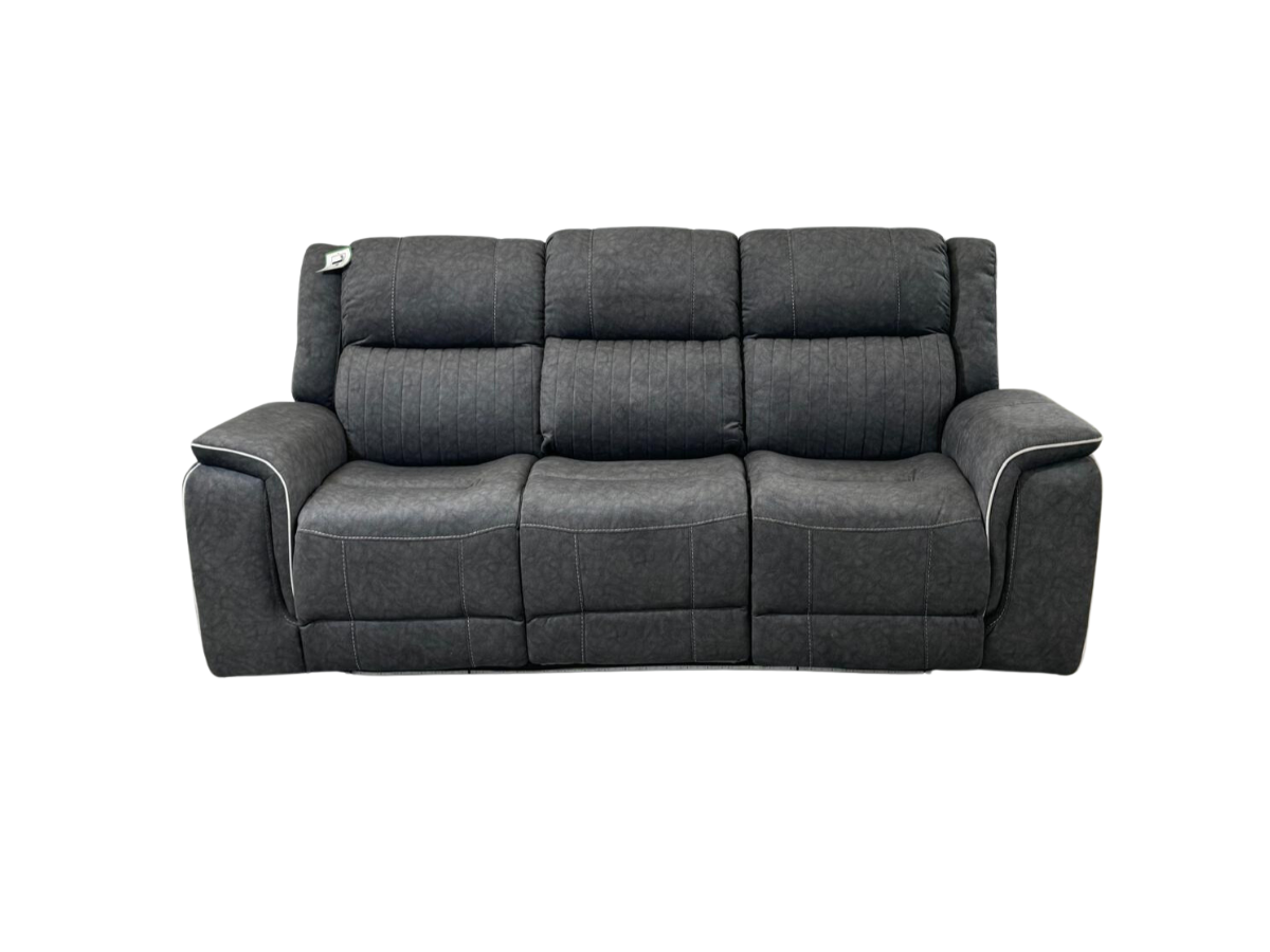 Hannan Electric Recliner 3 Seater Grey Micro Fabric