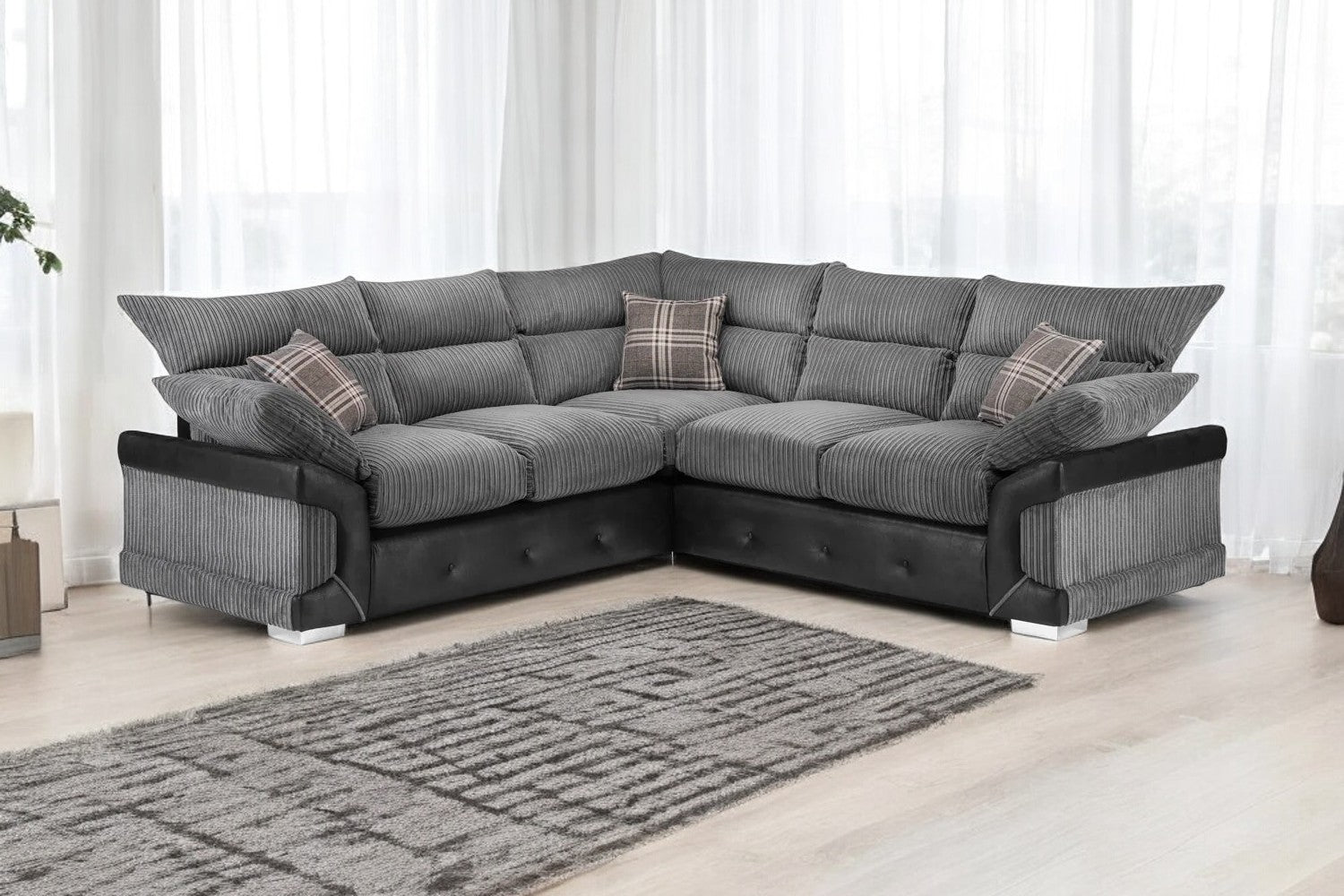 Logan Black/Grey Fabric Corner Sofa
