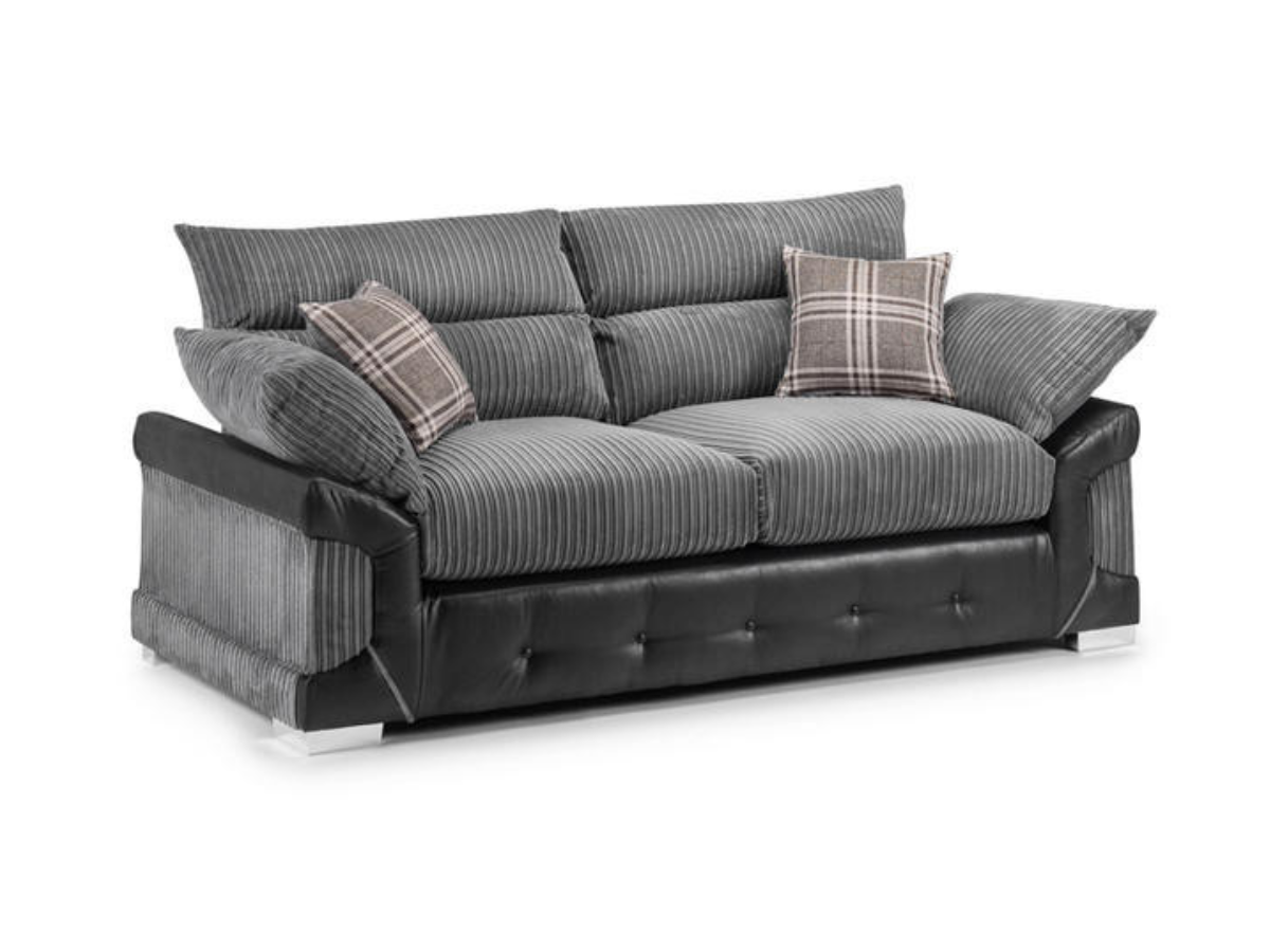 Logan Black/Grey Fabric 3 Seater Sofa