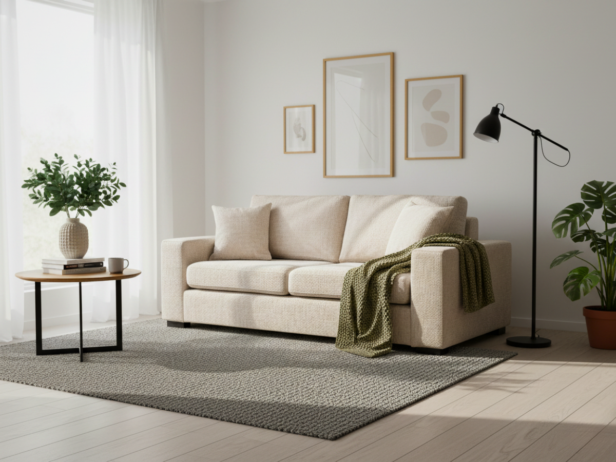 Marlow Sofa 3 Seater Cream Enzo Fabric