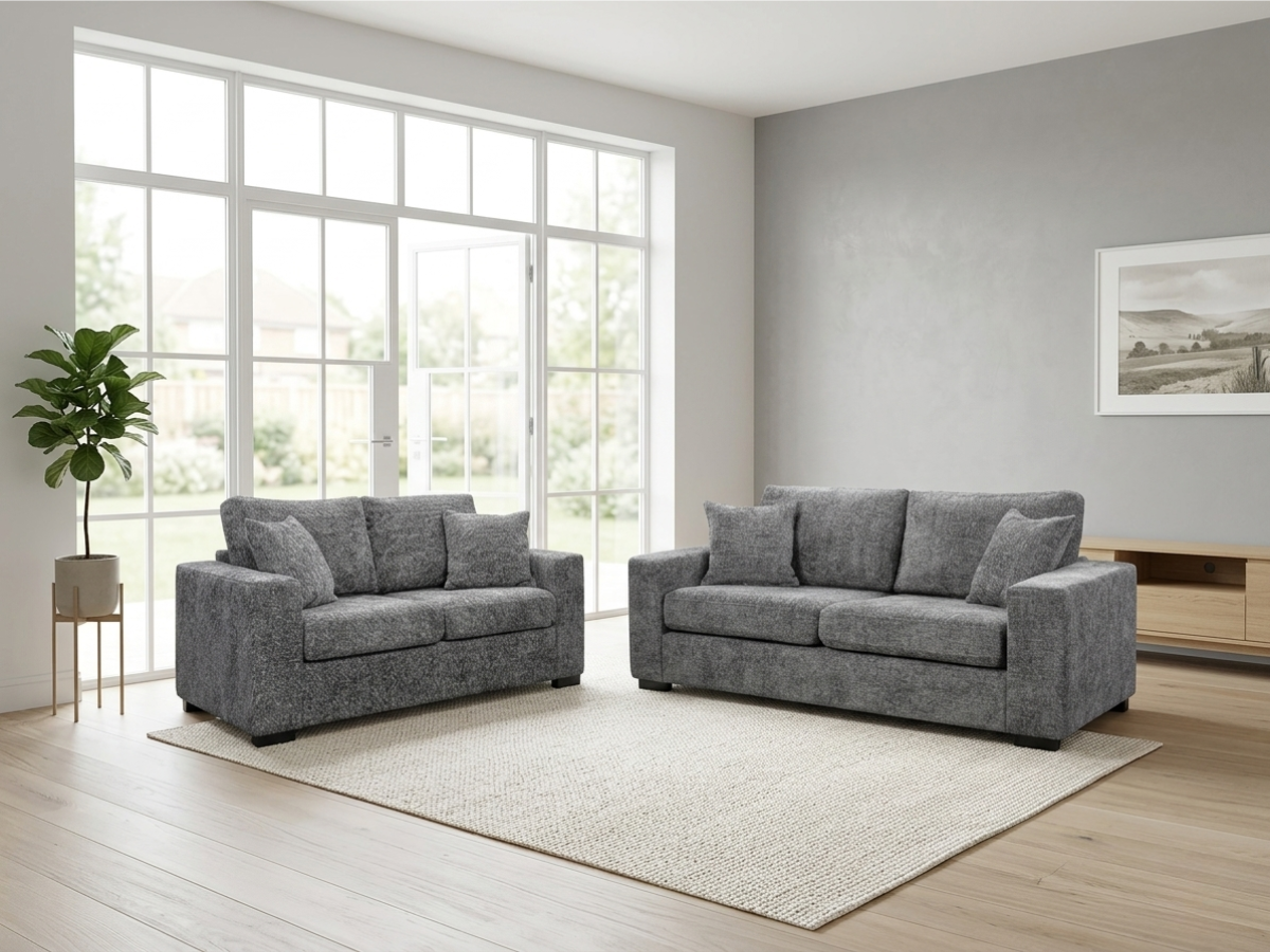 Marlow Sofa Set 3+2 Slate Grey Enzo Fabric