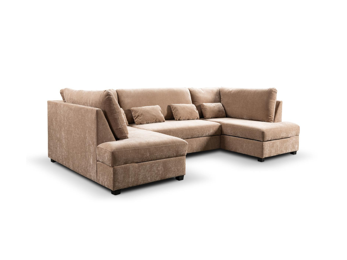 Meri U Shape Sofa Bed with Storage Mocha