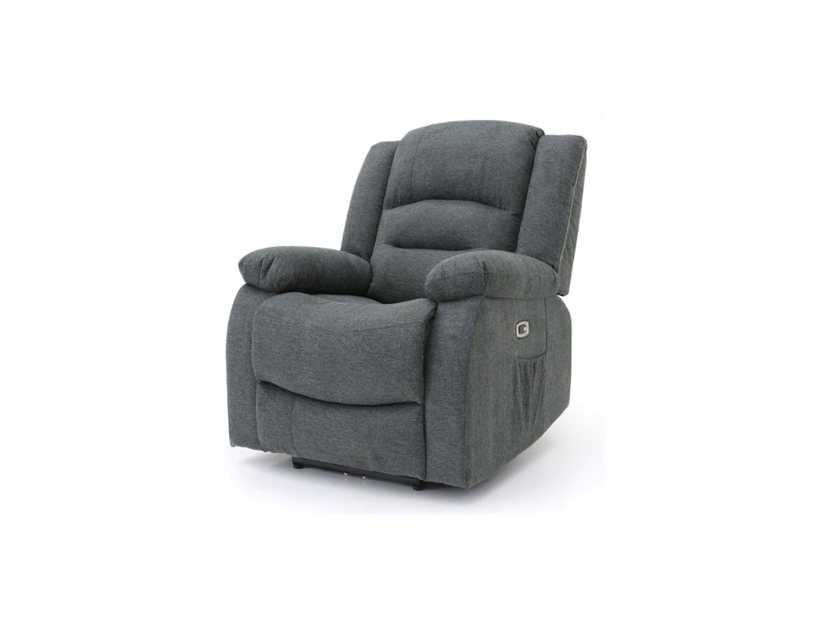 Napoli Grey Fabric Electric Recliner Armchair