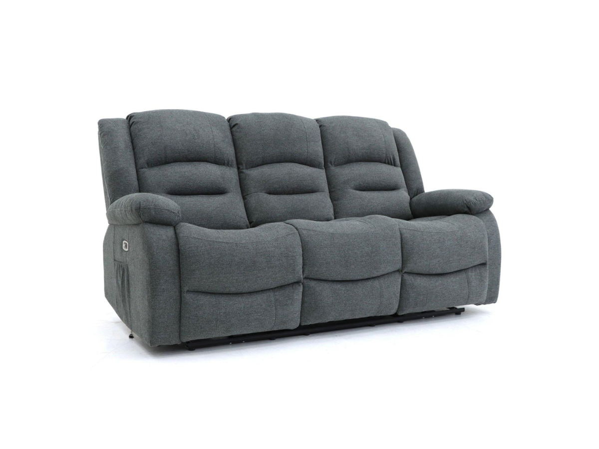 Napoli Grey Fabric Electric Recliner 3 Seater Sofa