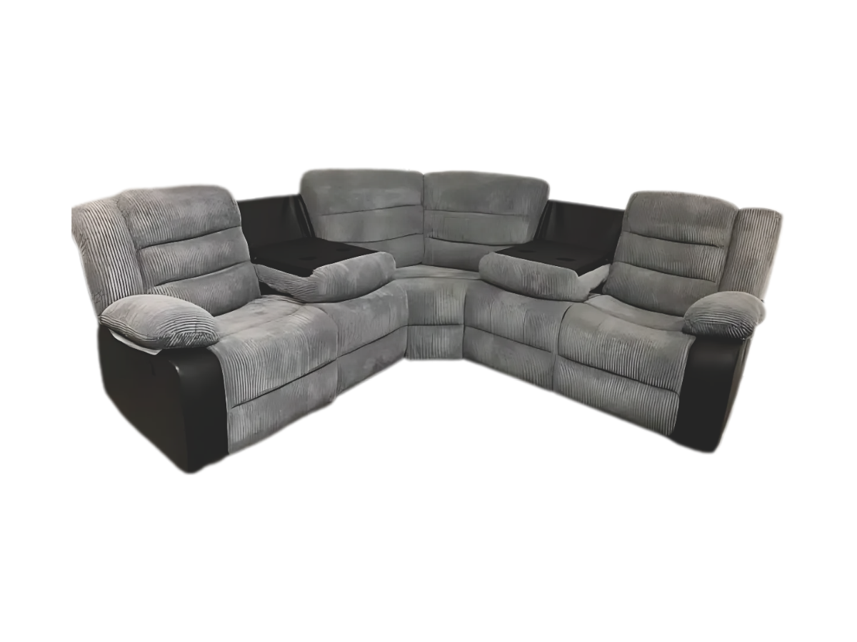 Rio Jumbo Cord Recliner Grey Corner Sofa