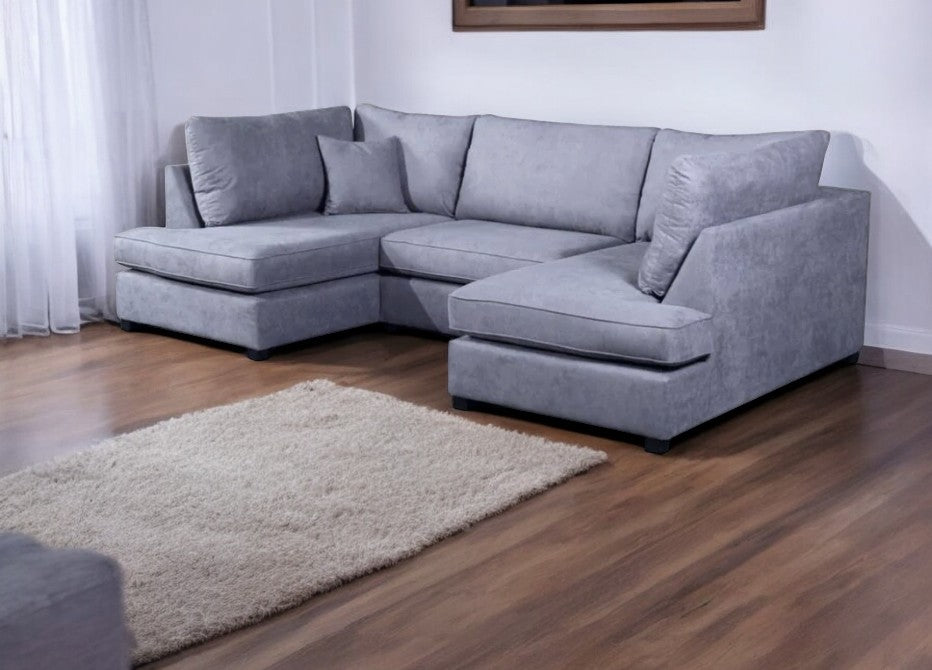 Savoy Full Back Small U Shape Corner Grey + Footstool