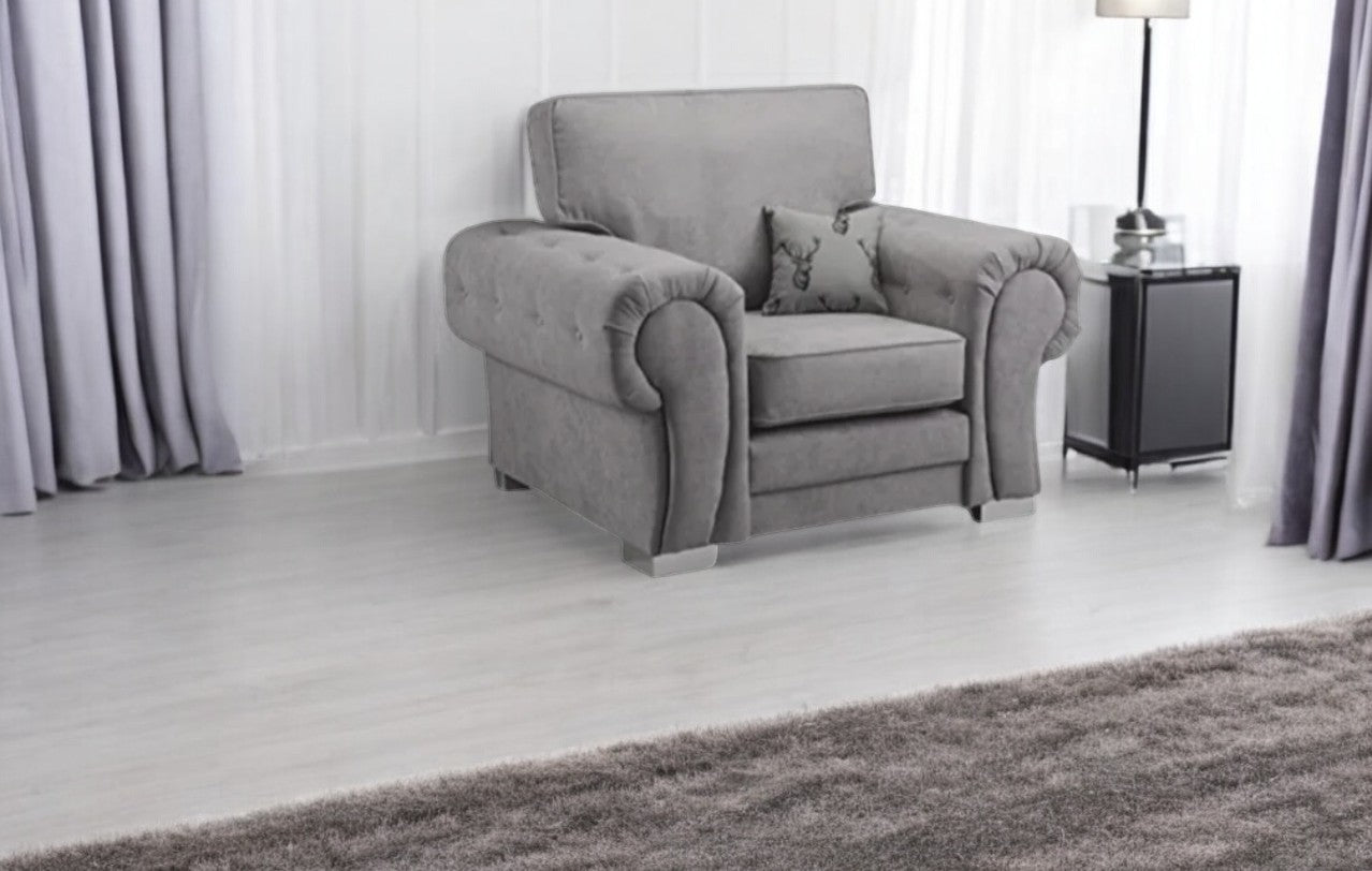 Verona Grey Fabric Arm Chair
