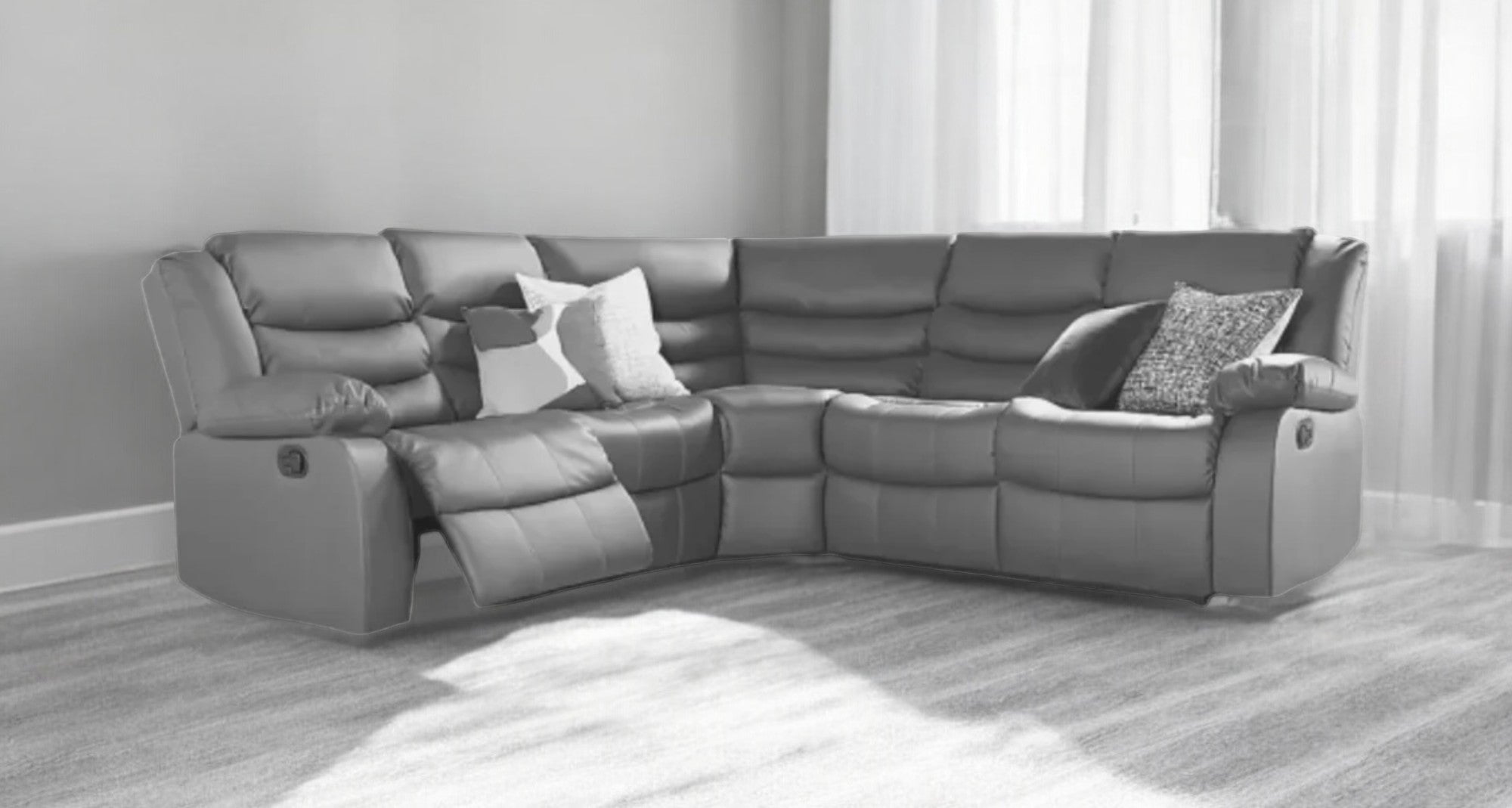 Sorrentino Grey Leather Corner Sofa