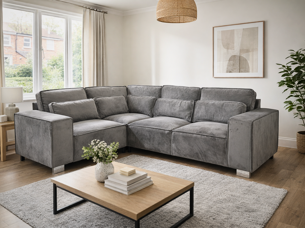 Sloane Grey 4 Seater Corner Sofa Left Facing