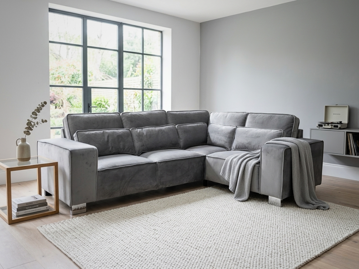 Sloane Grey 4 Seater Corner Sofa Right Facing