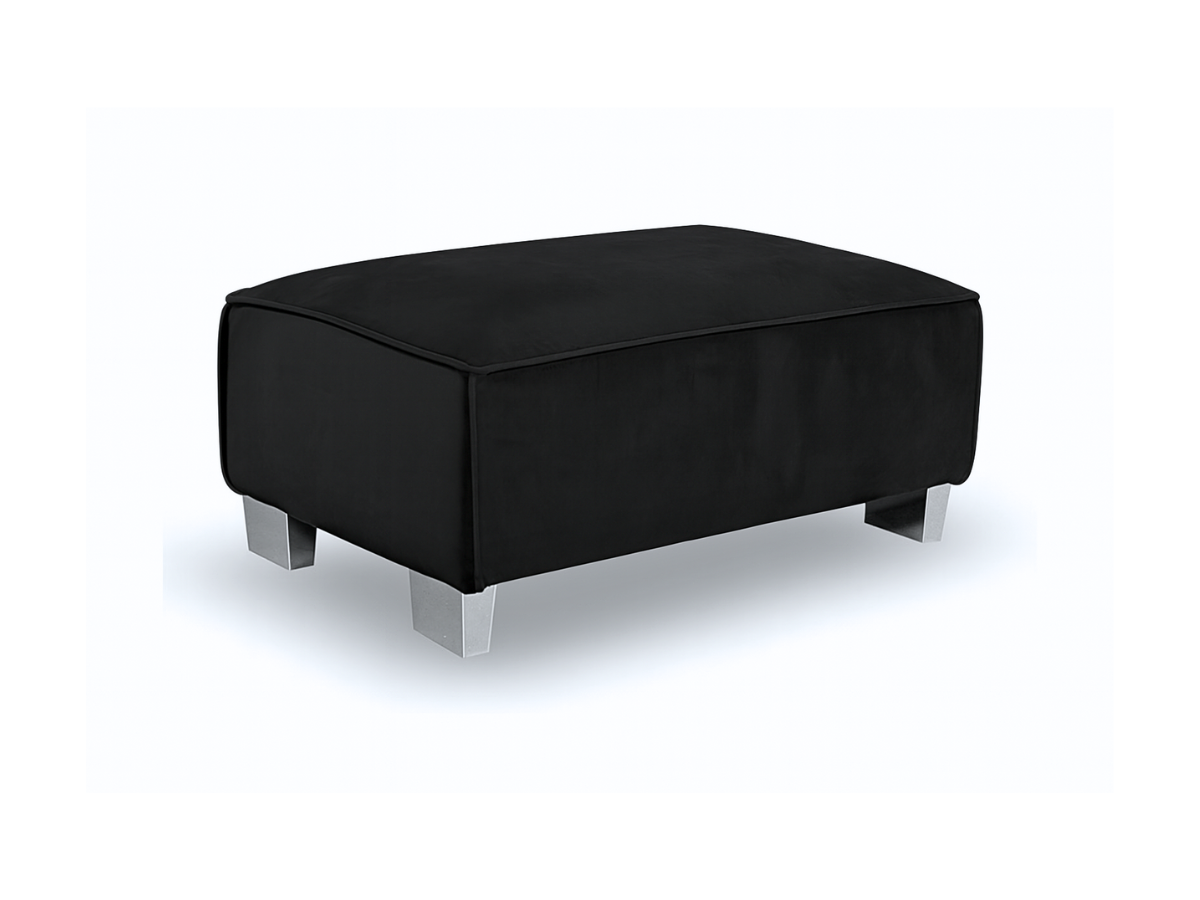 Sloane Black Plush Velvet Footstool