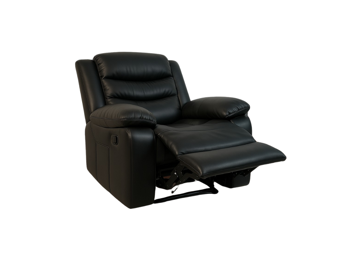 Roma Black Leather Recliner Arm Chair