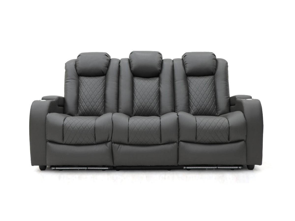 Tech 8 Smart Grey Electric Cinema Recliner Sofa 3+2
