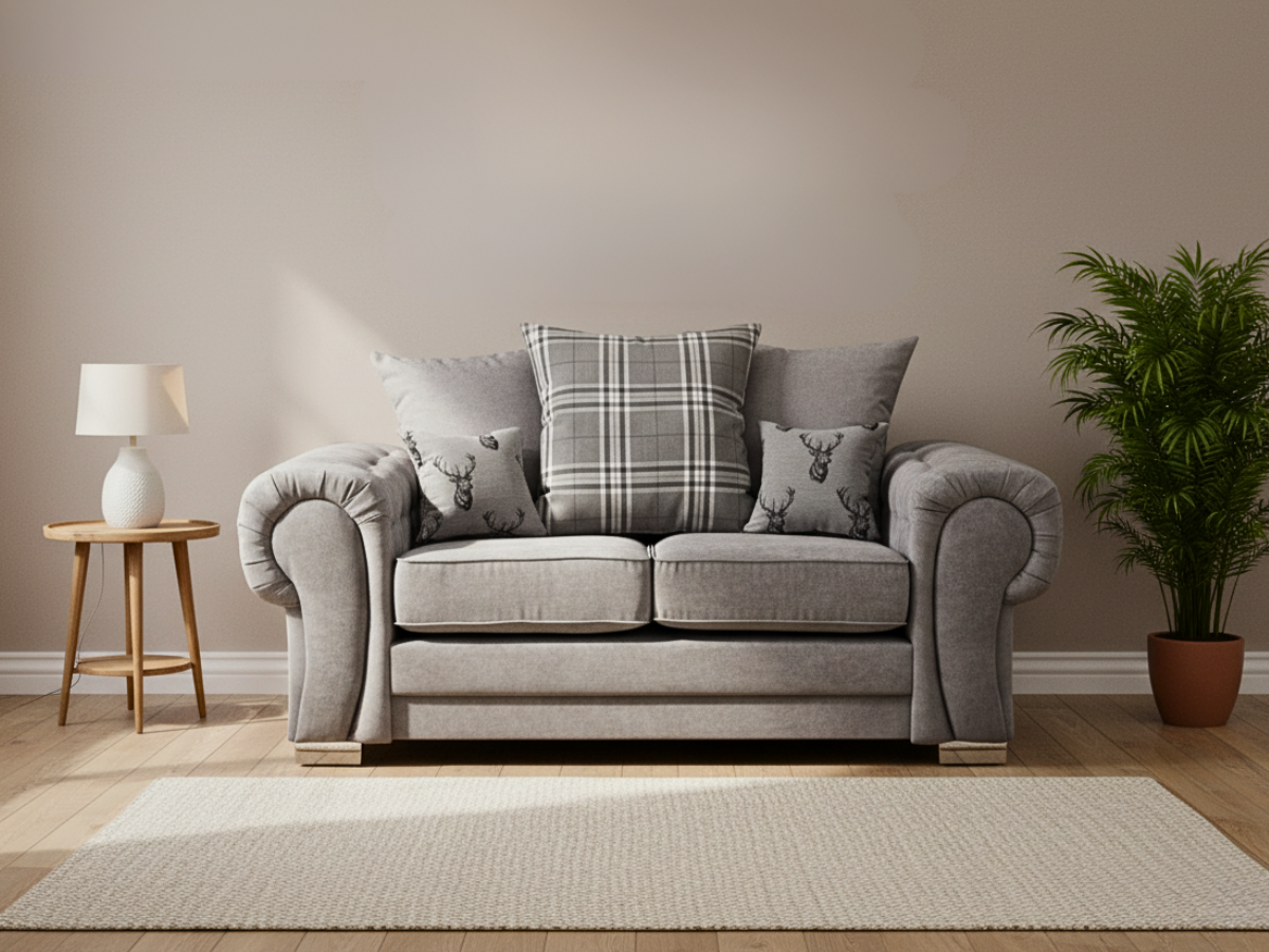 Verona Scatter Grey Fabric 2 Seater Sofa