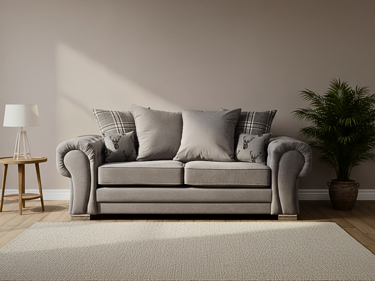 Verona Scatter Grey Fabric 3 Seater Sofa