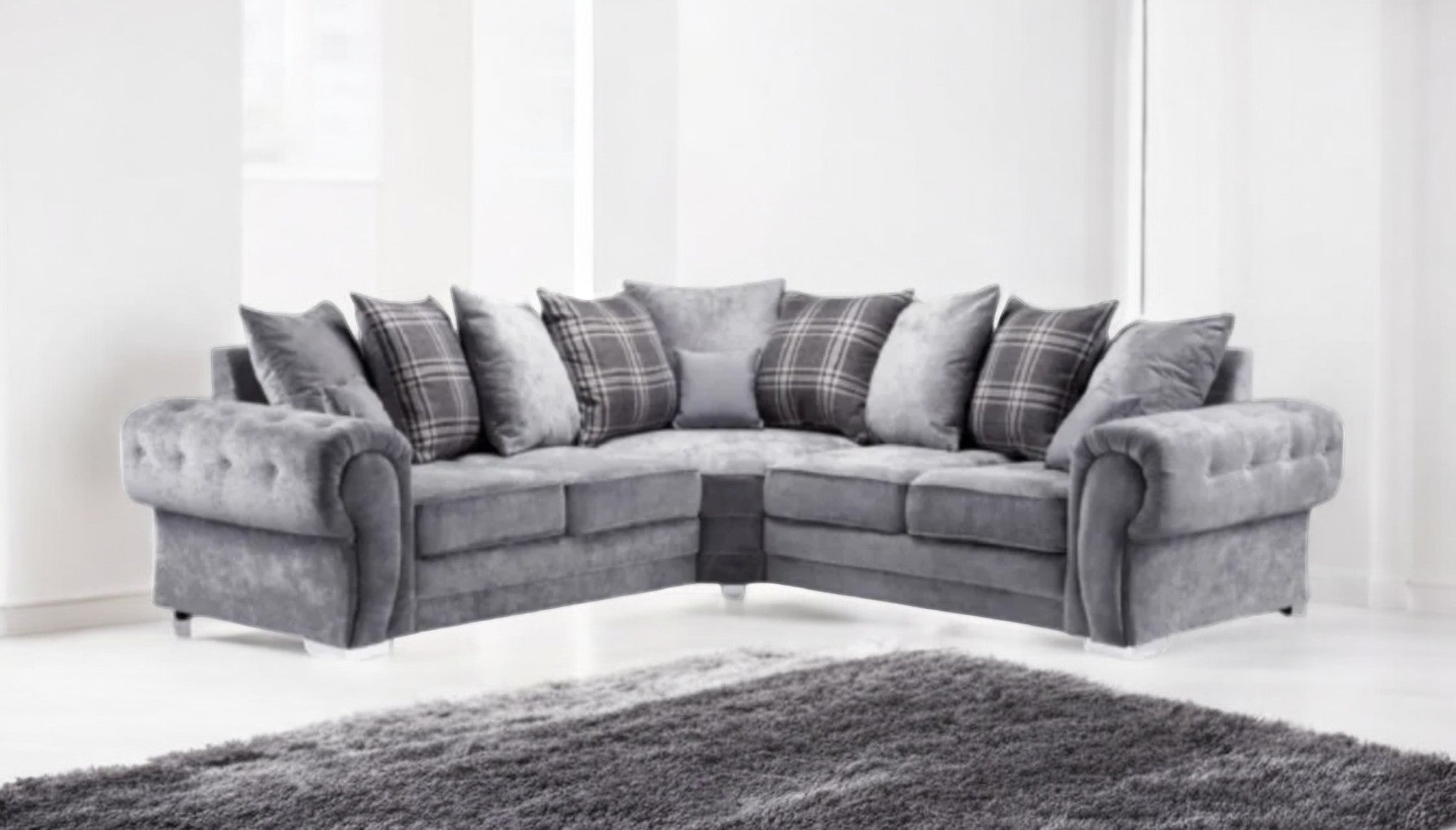 Verona Scatter Grey Fabric 7 Seater Corner Sofa