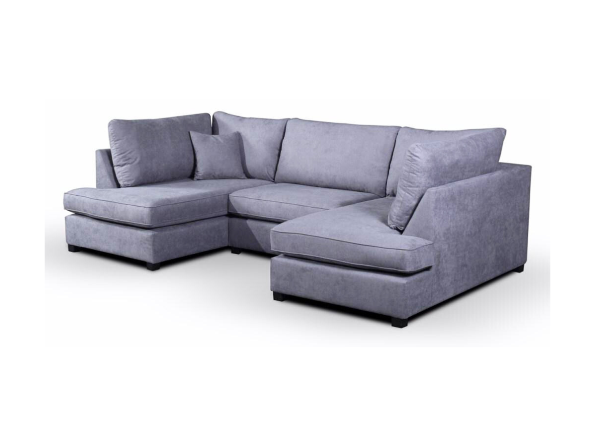 Savoy Full Back Small U Shape Corner Grey + Footstool