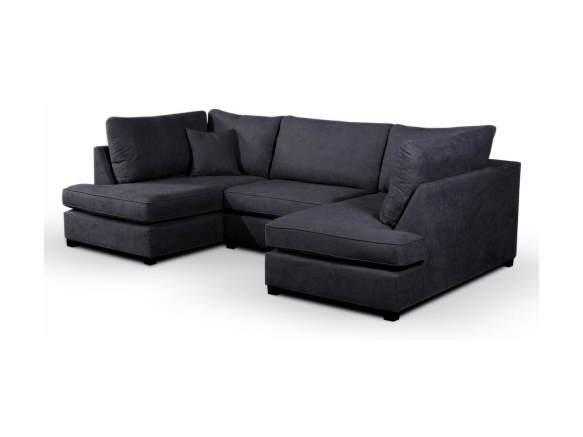 Savoy Full Back Small U Shape Corner Black + Footstool