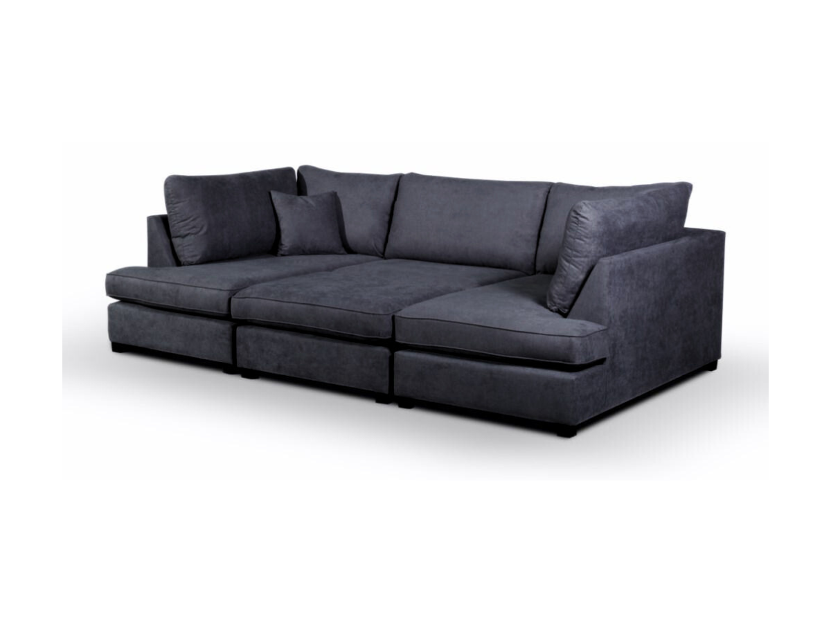 Savoy Full Back Small U Shape Corner Black + Footstool