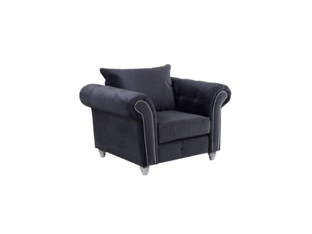 Olympia Grey Plush Velvet Armchair