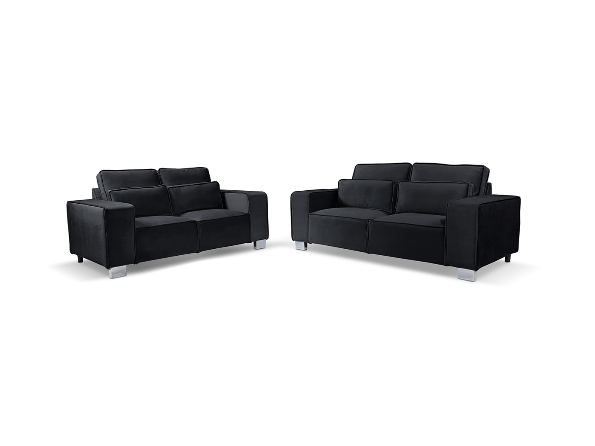 Sloane Black 3+2 Sofa Set Plush Velvet