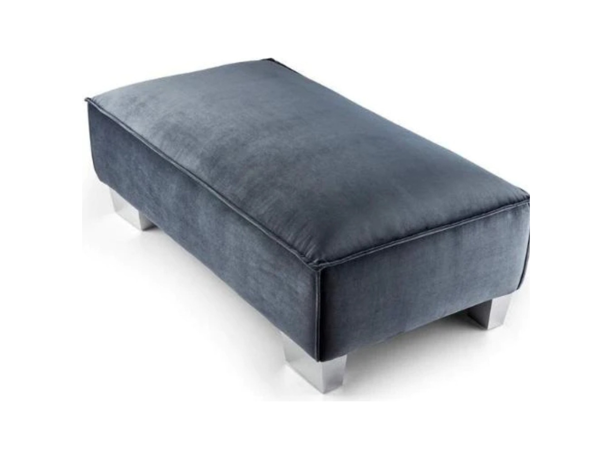 Sloane Grey Plush Velvet Footstool