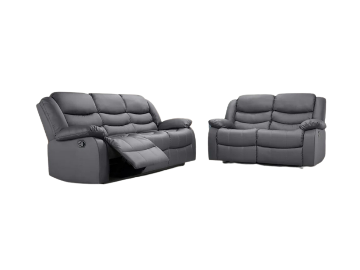 Sorrentino Grey Leather 3+2 Sofa Set