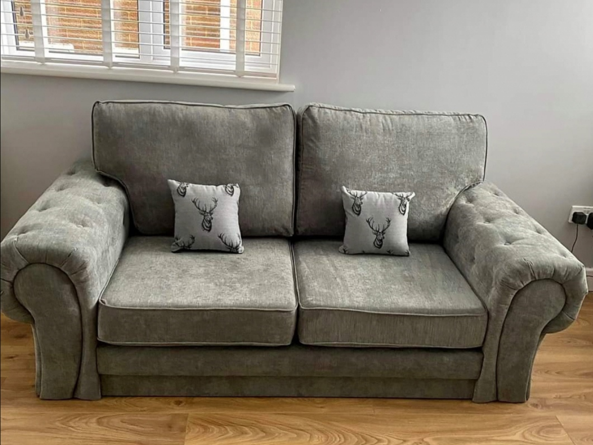 Vegas Full Back Grey Fabric 2+2 Sofa Set