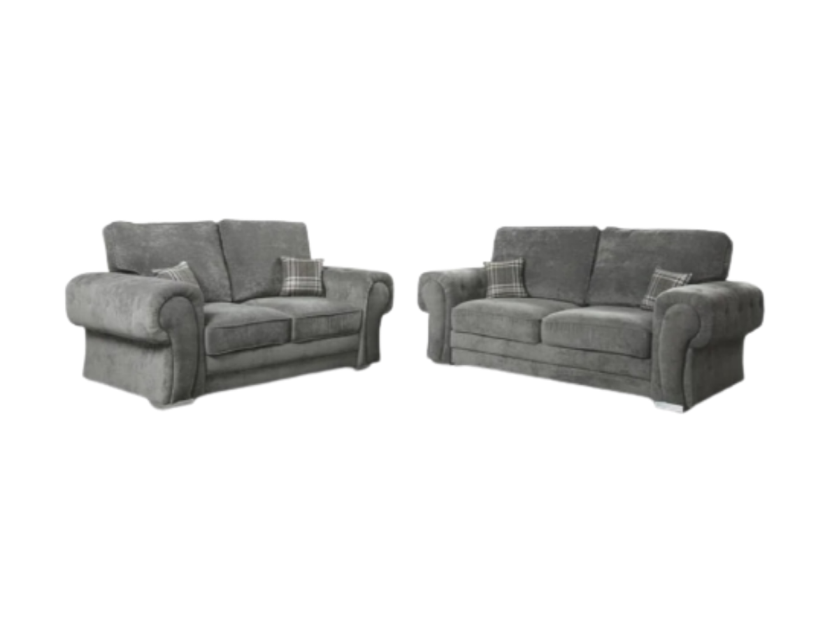 Vegas Full Back Grey Fabric 2+2 Sofa Set