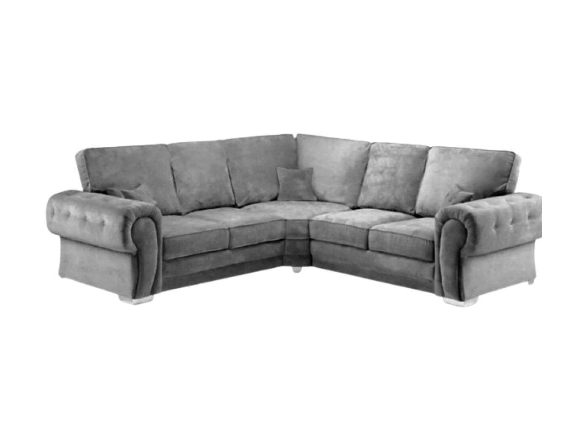 Vegas Full Back Grey Fabric 5 Seater Corner Sofa