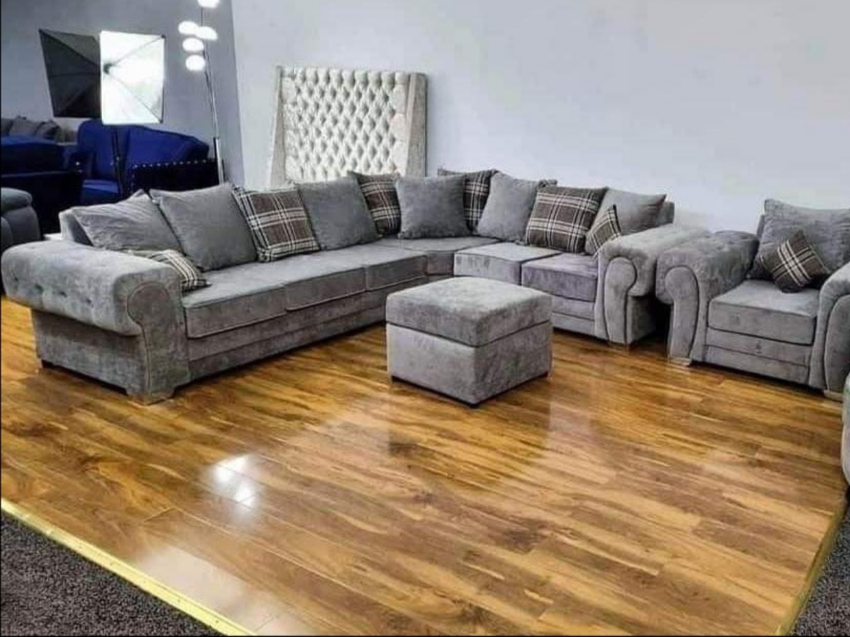 Verona Scatter Grey Fabric 6 Seater Corner Sofa