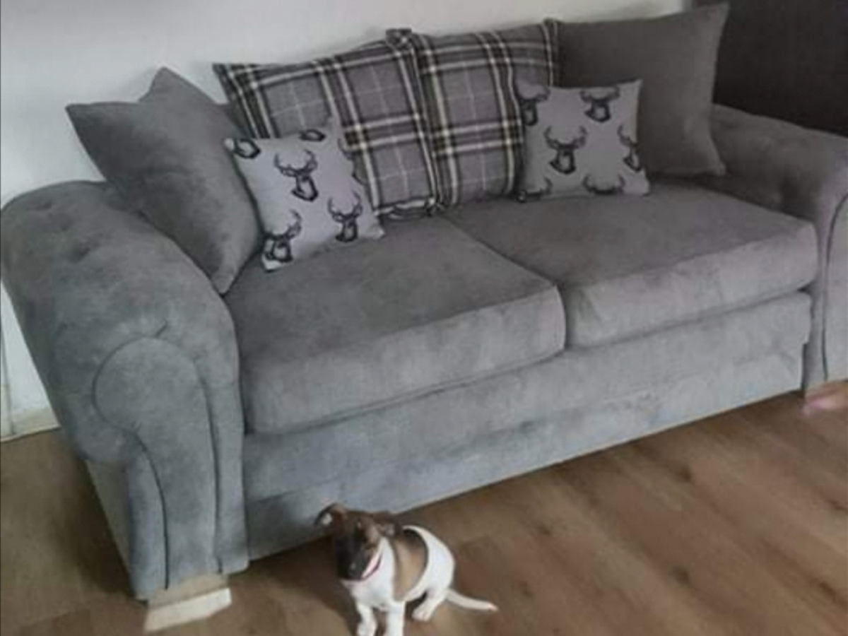 Verona Scatter Grey Fabric 3 Seater Sofa