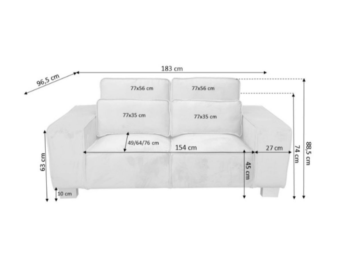 Sloane Large 2 Seater Black
