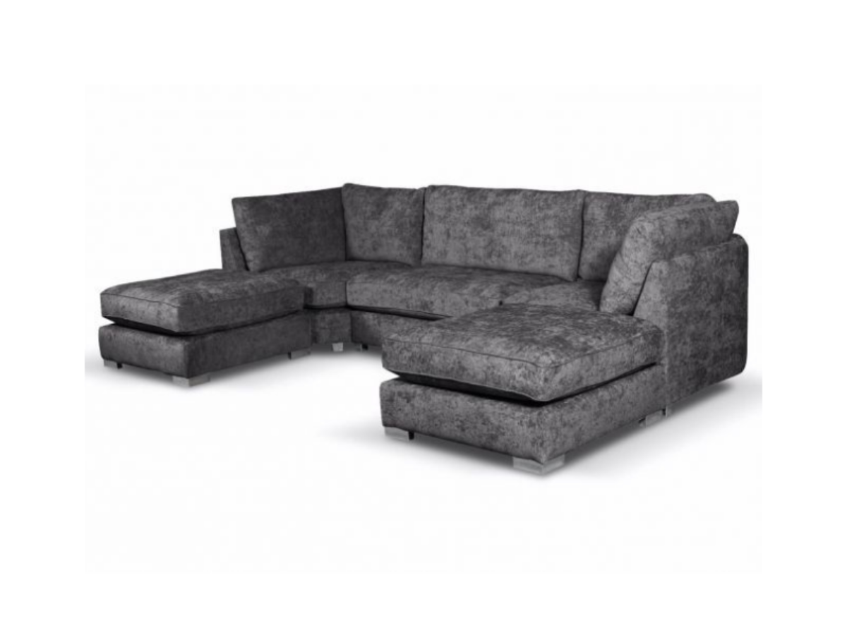 Brixton Full Back U Shape Corner Charcoal Grey Luxury Chenille