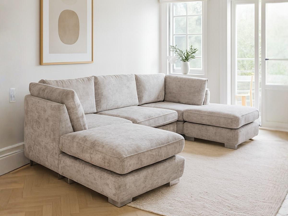 Brixton Full Back U Shape Corner Truffle Luxury Chenille