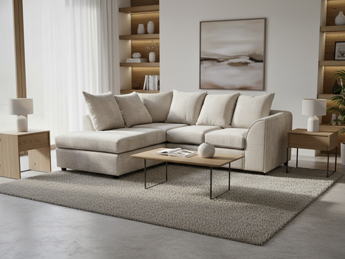 Chelsea Corner Sofa 4 Seater Left Hand Cream Fabric