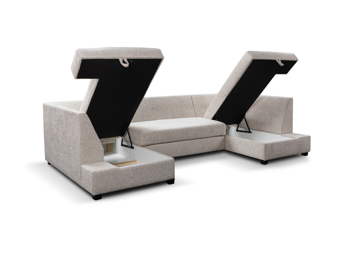 U shape sofa bed with storage
Cream fabric sofa bed
Fabric sofa bed