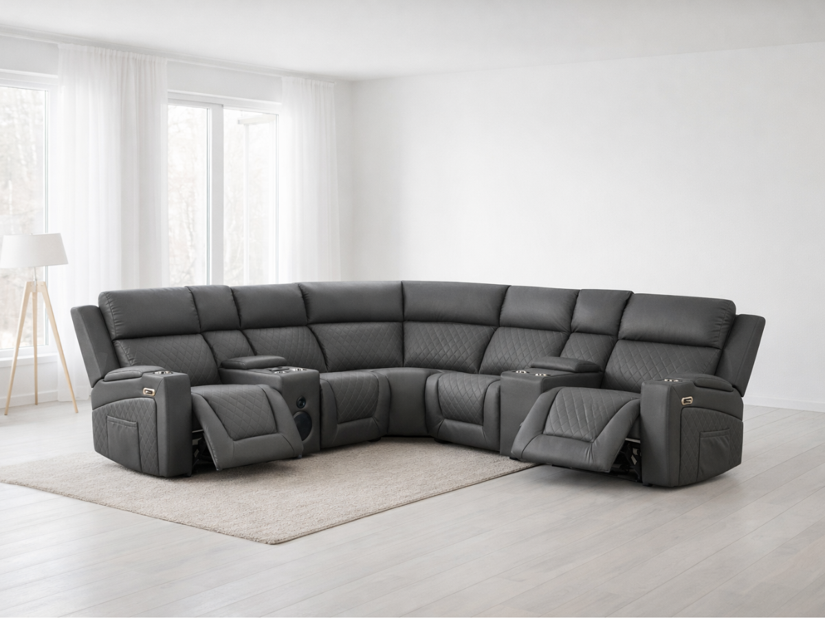 Foster Electric Recliner Corner Leather Sofa