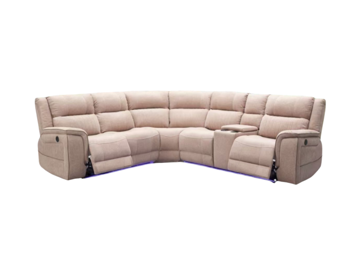 Hanna Beige Micro Fabric Electric Corner Sofa
