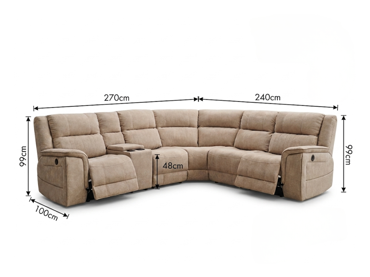 Beige Fabric Electric recliner Sofa Measurements