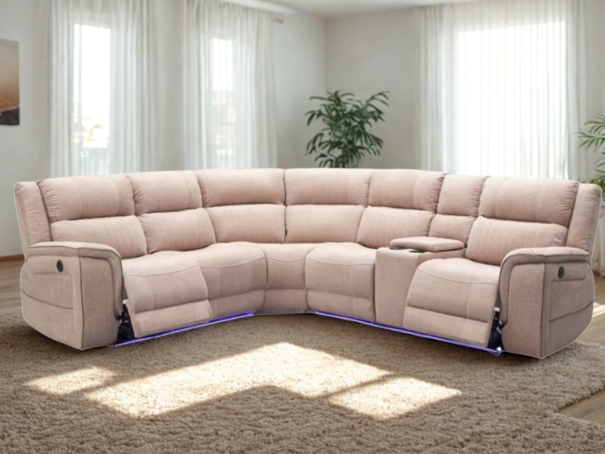 Hanna Beige Micro Fabric Electric Corner Sofa