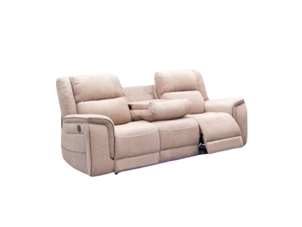 Hanna Cream Electric Recliner 3+2 Sofa Set Micro Fabric